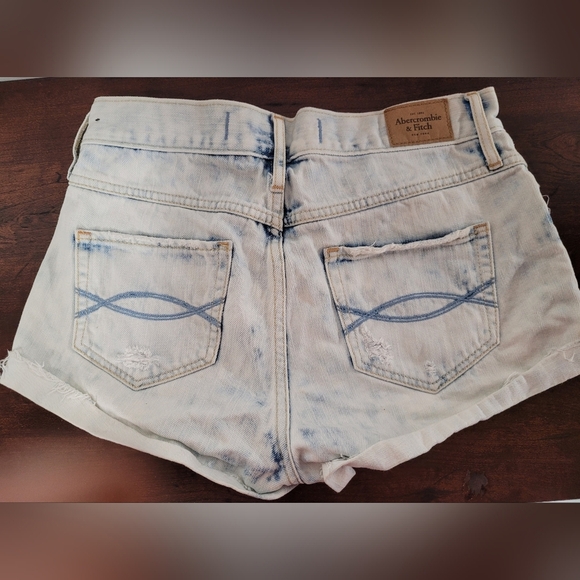 Abercrombie & Fitch Daisy Duke Denim Lace Shorts 2 - Picture 2 of 4